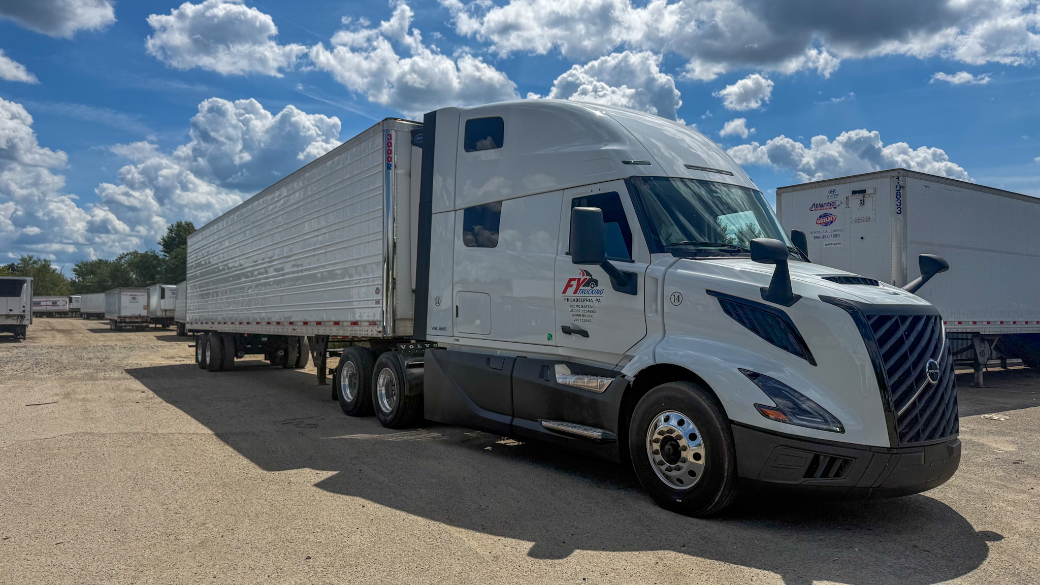 FY Trucking late-model Volvo reefer truck